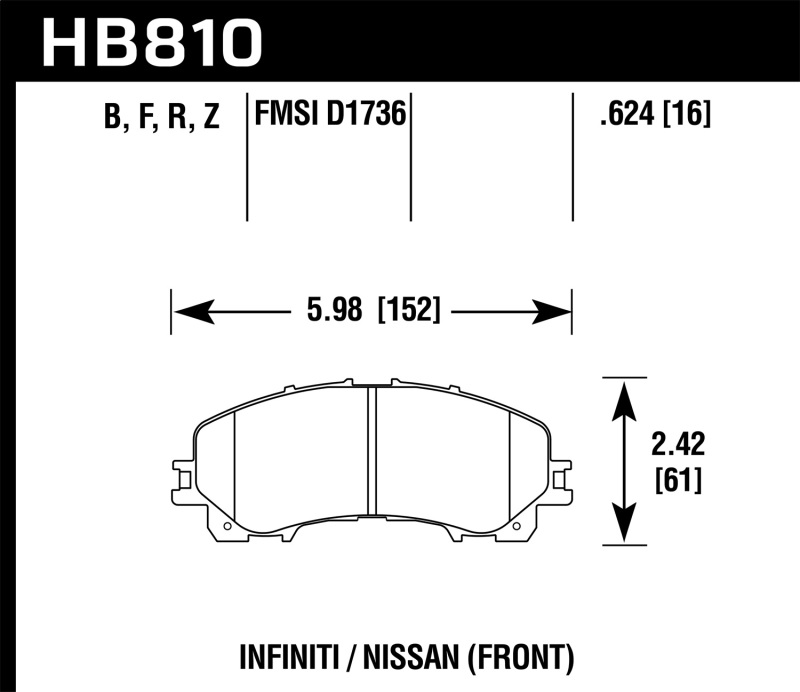 Infiniti Q50 Brake Pads - Front - Hawk Performance - HPS 5.0 - `14-`17